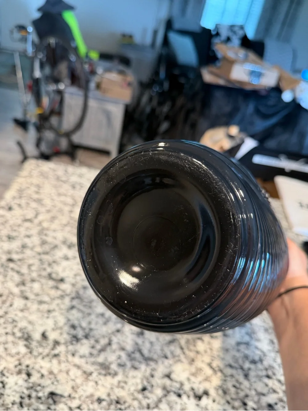 Black Decorative Ribbed Glass Vase - Elegant Home Accent